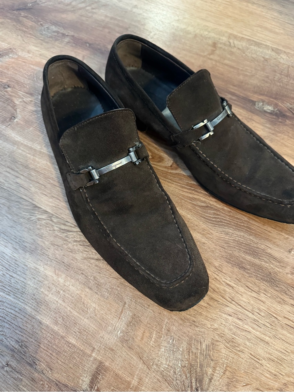 Men's FERRAGAMO Brown Suede Loafers - Classic Slip-On Dress Shoes